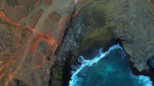 Aerial Of Papakōlea Green Sand Beach In Big Island, Hawaii, USA