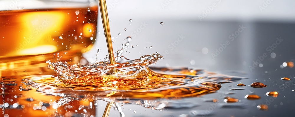 Aufkleber liquid amber splash with dynamic motion and reflective surface creating abstract patterns