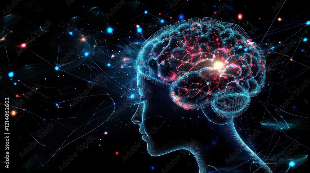 Poster an abstract visual representation of memories forming in the mind, with interconnected lines and dot