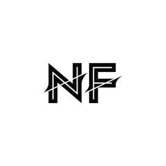 NF monogram logo design letter text name symbol monochrome logotype alphabet character simple logo