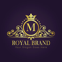 Letter M luxury gold logo concept