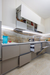 Modern renovated kitchen with flat design