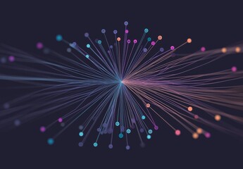 Sorted dots, connected with lines, create an abstract arrangement of colored dots, embodying a data concept