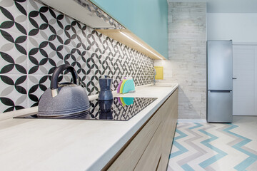 Modern renovated kitchen with flat design