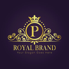 Letter P luxury gold logo concept