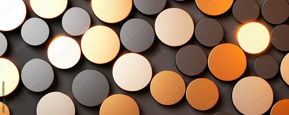 Leinwandbilder abstract background of metallic circles with a soft glow on a dark surface in a modern style
