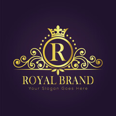 Letter R luxury gold logo concept


