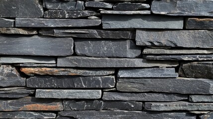 Naklejka premium Dark Grey Slate Stone Wall Texture Background.