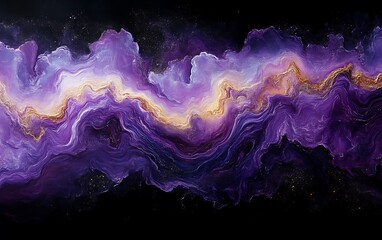 Fototapeta premium Abstract purple and gold swirling nebula.