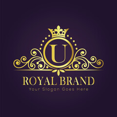 Letter U luxury gold logo concept
