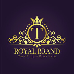 Letter T luxury gold logo concept