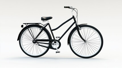 Fototapeta premium Black bicycle, studio shot, white background, transport