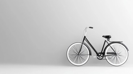 Fototapeta premium Classic black bicycle, studio shot, minimalist background, transport