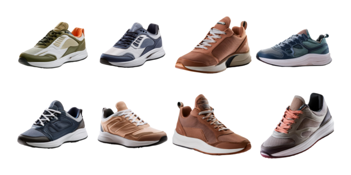 Stylish Footwear Collection for Modern Athletes, PNG collection, set bundle, isolate on transparent or white background