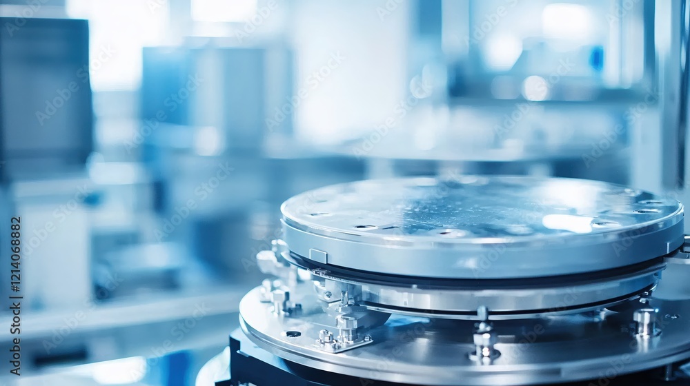 Fototapete precision engineering close up of a metallic rotating platform in a clean room environment
