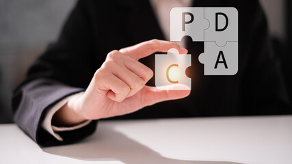 PDCA Plan do check act cycle diagram flow model process management business strategy concept