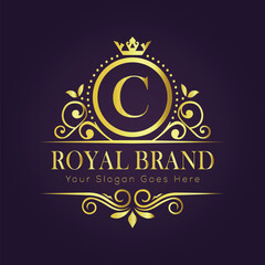 Letter C luxury gold logo concept