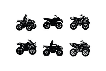  "Set of ATV Quad Bike Vehicle Silhouette Vector Illustration"