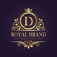 Letter D luxury gold logo concept