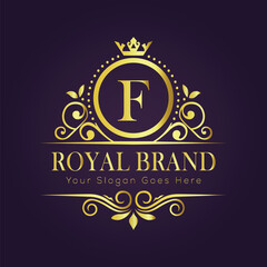 Letter F luxury gold logo concept