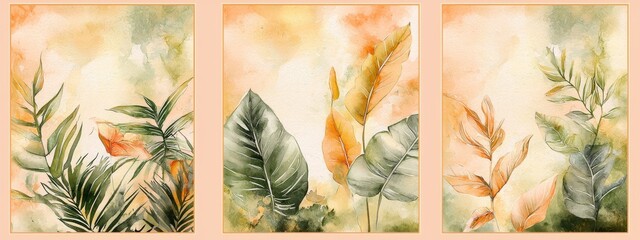 Modern artwork: tropical palm leaf combined with geometric elements for a simple print, poster, boho wall decoration, flat design.