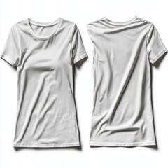 Blank short sleeve women t shirt mockup, White T-shirts front and back view, isolated on transparent background, 3D rendering