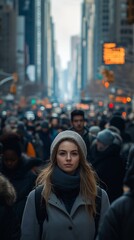 Obraz premium a portrait of a beautiful woman in the city street