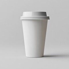Blank white disposable paper cup with plastic lid mockup, isolated on transparent background, 3D rendering