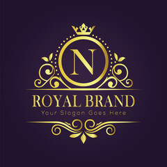Letter N luxury gold logo concept