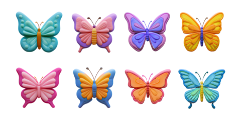 Colorful Butterfly Collection for Design Projects, PNG collection, set bundle, isolate on transparent or white background