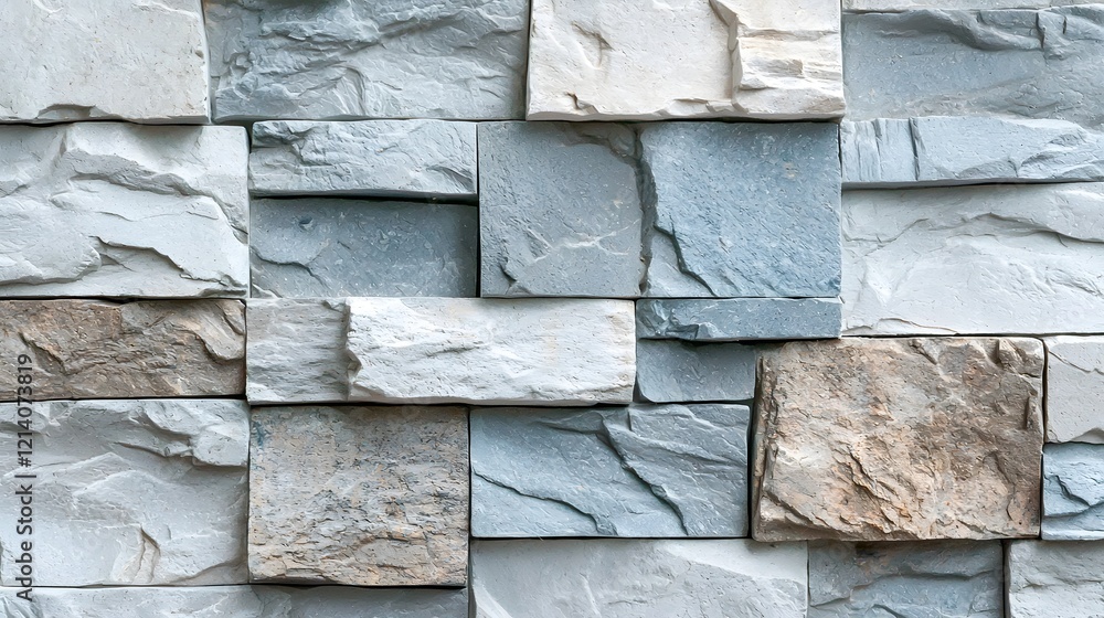 Poster textured stone wall with abstract geometric pattern in gray and brown tones creating a modern and in