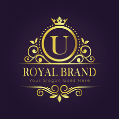 Letter U luxury gold logo concept