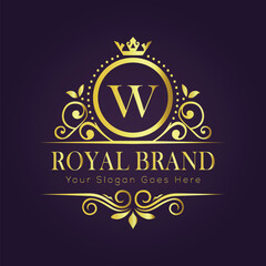 Letter W luxury gold logo concept