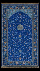 Ornate Celestial Prayer Rug with Gold Accents