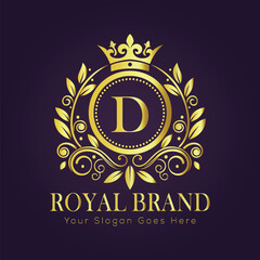 Letter D luxury gold logo concept