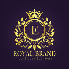 Letter E luxury gold logo concept

