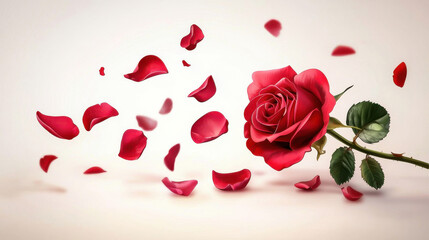 Obraz premium Watercolor Red Rose Petals on White Surface