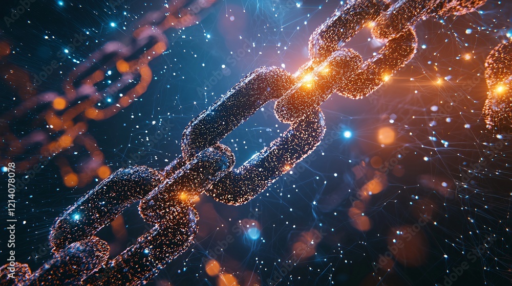 Aufkleber abstract glowing chain link network digital connection technology background