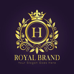 Letter H luxury gold logo concept
