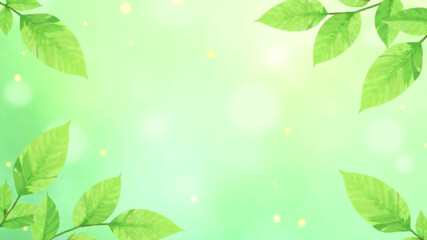 Obraz premium Green leaves background with space for text or image. Vector illustration.