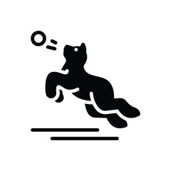 Black solid icon for playing with dog