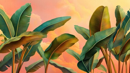 Tropical Leaves Rise Against Sky