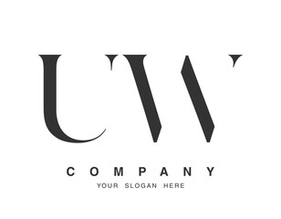 UW logo design. Initial letter u and w serif font style. Creative classic company name typography. Trendy logotype or identity.