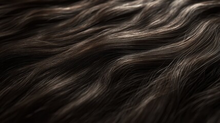 Naklejka premium Luxurious Dark Brown Hair Texture Close-up.