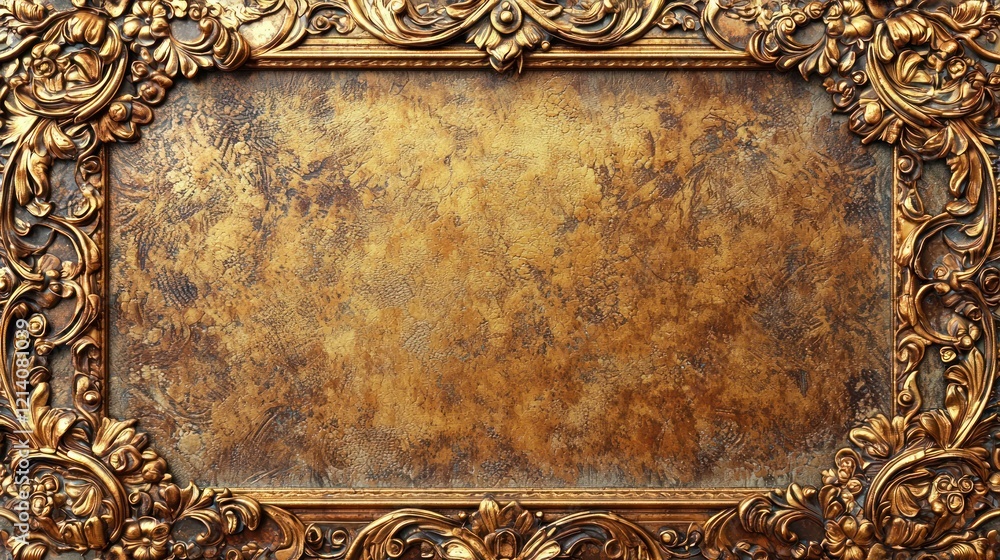 Aufkleber an elegant frame with decorative patterns in gold, ideal for showcasing artwork or certificates.