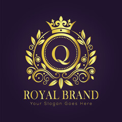 Letter Q luxury gold logo concept
