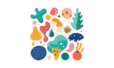 Abstract Organic Shapes and Botanical Elements - Modern Vector Illustration