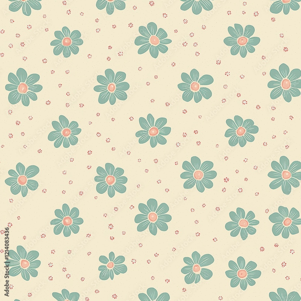 Poster seamless abstract floral pattern in a retro style. simple design with small, abstract flowers.