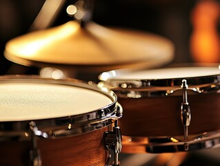 Naklejka premium Closeup of a drum set showing snare and tom tom drums