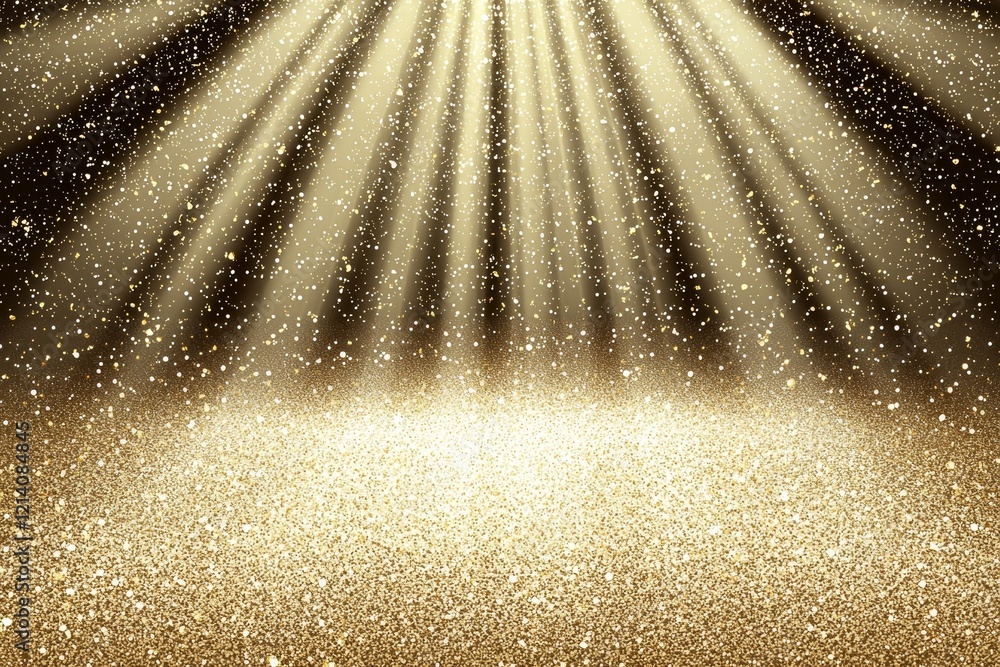 Poster golden abstract shapes set against a background with a light effect.